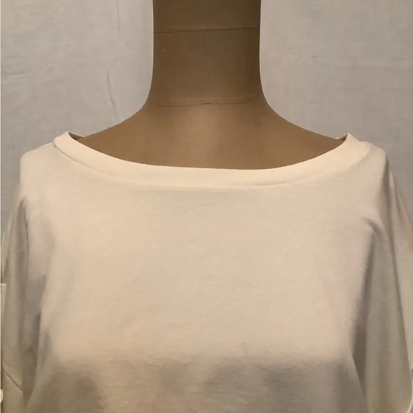 a.n.a Cream Boxy Coquette Ruffled 3/4 Sleeve Blouse - Picture 4 of 5